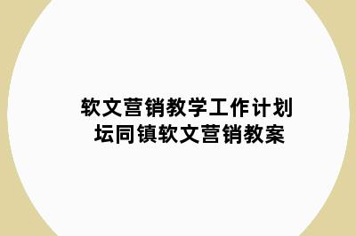 软文营销教学工作计划 坛同镇软文营销教案